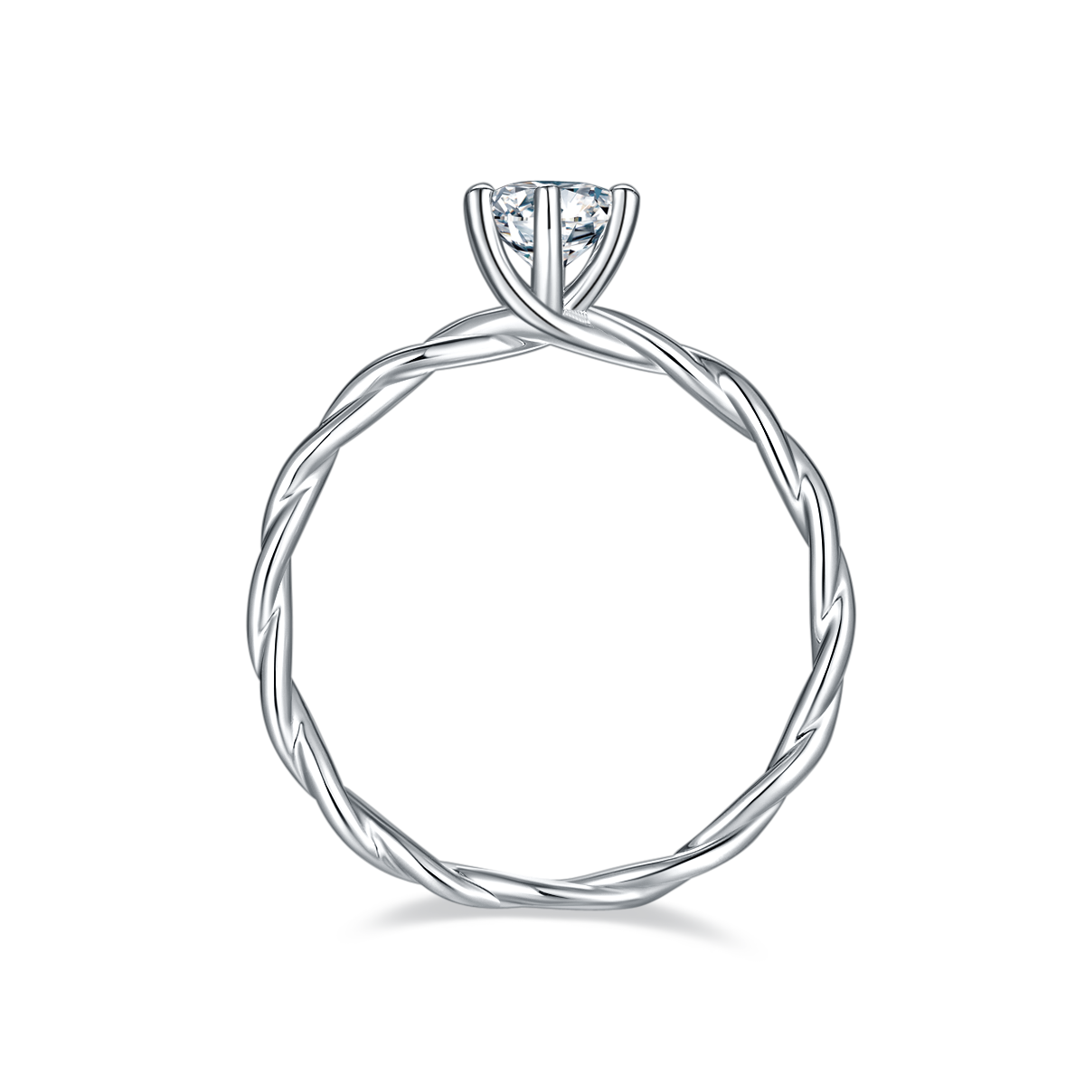 Straight arm Vine S925 Silver Plated Platinum Moissanite Women's Ring 50 Points D-Grade